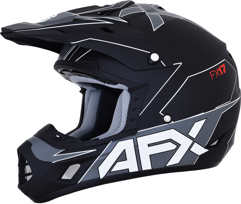 AFX FX-17 Motorcycle Helmet - Aced - Matte Black/White - Large 0110-6491