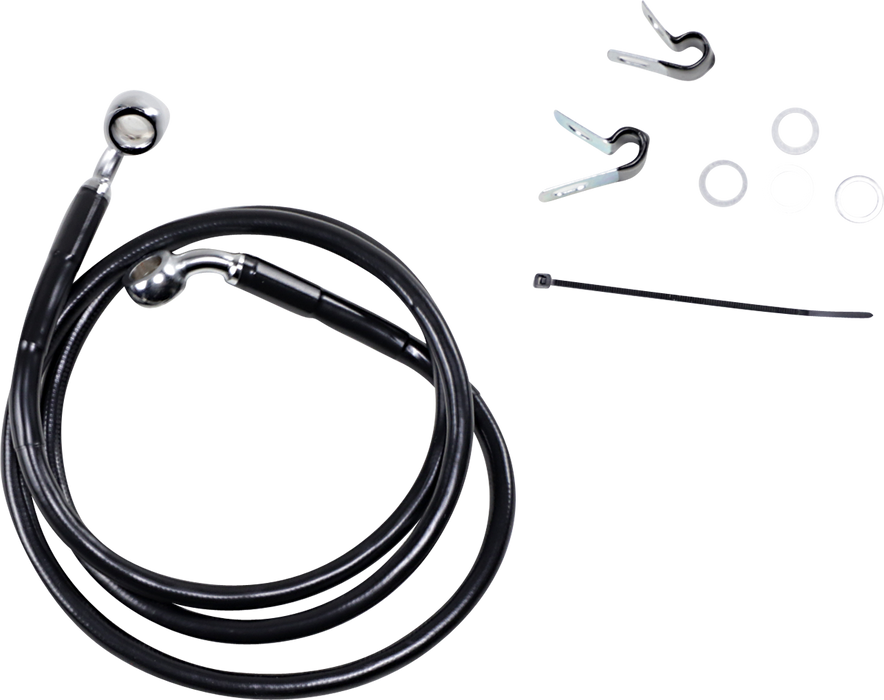 DRAG SPECIALTIES Brake Line - Front - Black - +4" - XL 660310-4BLK