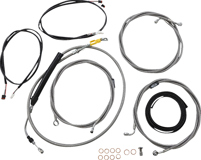 LA CHOPPERS Cable Kit - Stock Ape Hanger Handlebars - ABS - Stainless LA-8058KT3-08