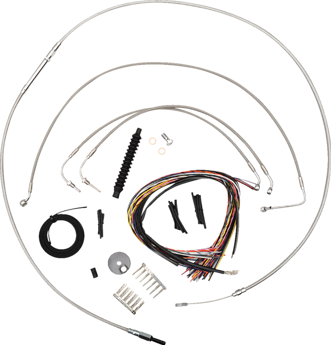 LA CHOPPERS Handlebar Cable/Brake Line Kit- Quick Connect - Complete - 12" - 14" Ape Hangers - Stainless LA-8155KT2-13