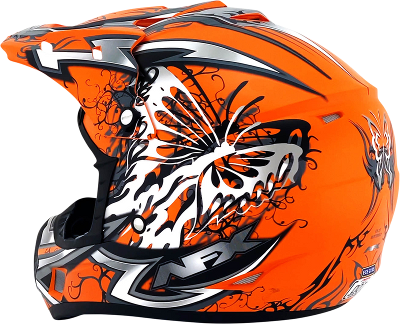 AFX FX-17Y Motorcycle Helmet - Butterfly - Matte Orange - Small 0111-1381