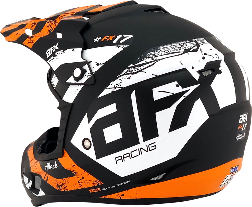 AFX FX-17Y Motorcycle Helmet - Attack - Matte Black/Orange - Medium 0111-1406