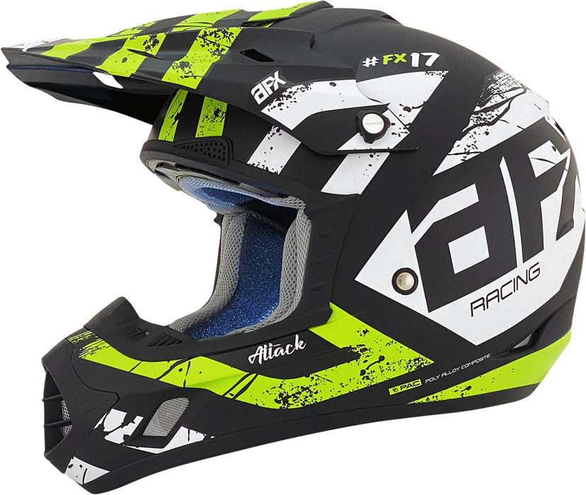 AFX FX-17Y Motorcycle Helmet - Attack - Matte Black/Green - Large 0111-1419
