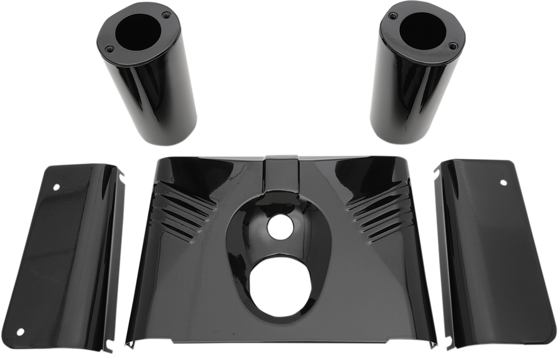 DRAG SPECIALTIES 5-Piece Fork Tins - Gloss Black - Ribbed - '86-'17 FLST 74157B