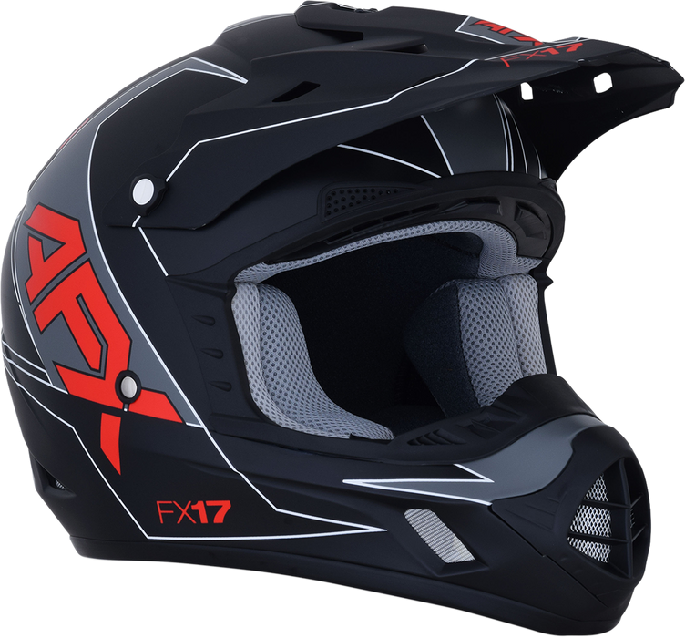 AFX FX-17 Motorcycle Helmet - Aced - Matte Black/Red - Large 0110-6486