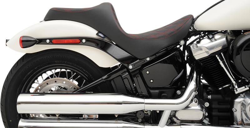 DRAG SPECIALTIES Predator III Seat - Double Diamond - Red Stitching - FL/FX '18-'22 0802-1147