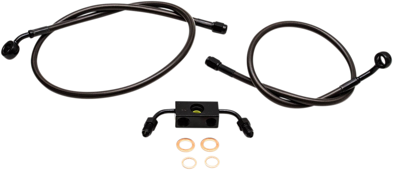 LA CHOPPERS Brake Lines - 12" - 14" Ape Hanger Handlebars - Midnight LA-8231B13M