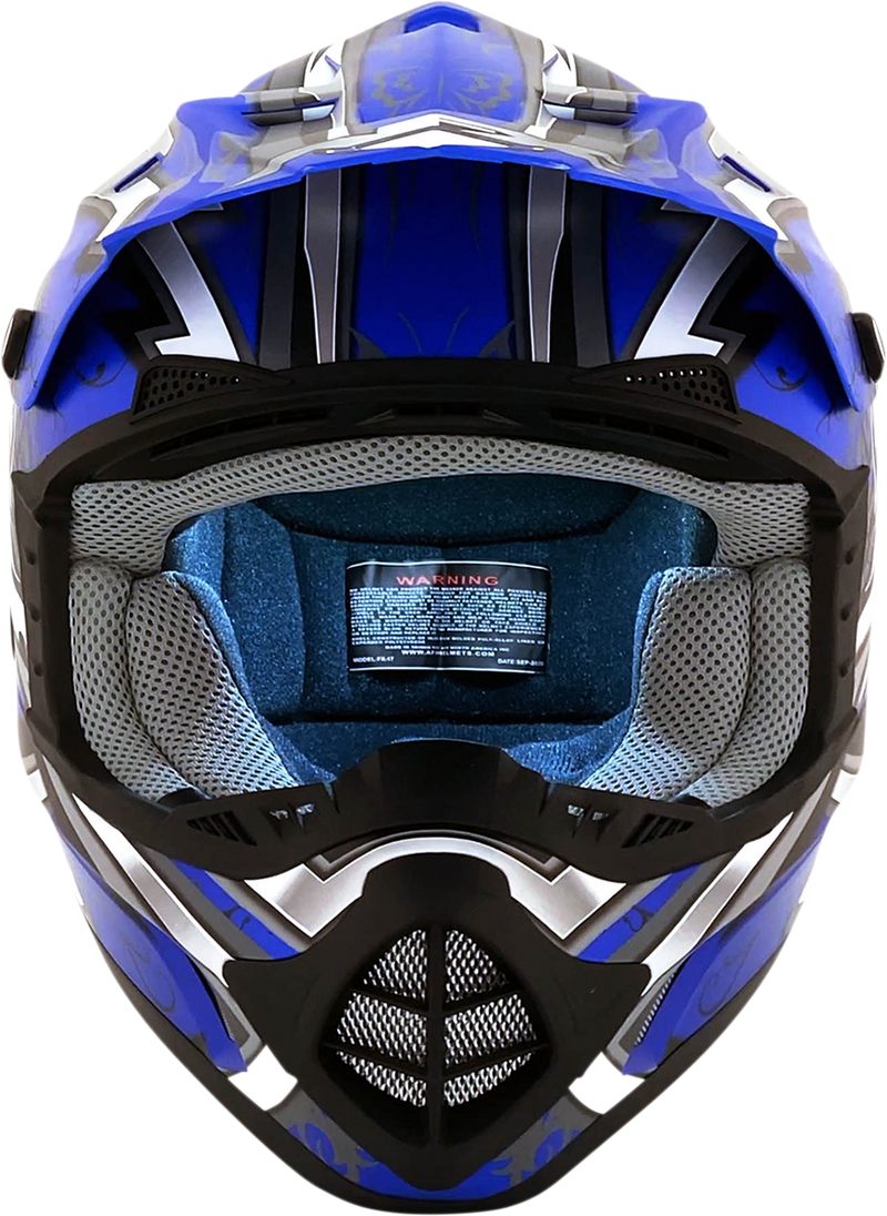 AFX FX-17 Motorcycle Helmet - Butterfly - Matte Blue - Large 0110-7124