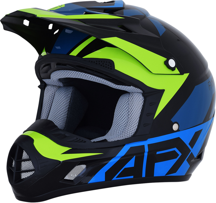 AFX FX-17 Motorcycle Helmet - Aced - Blue/Lime - 2XL 0110-6503