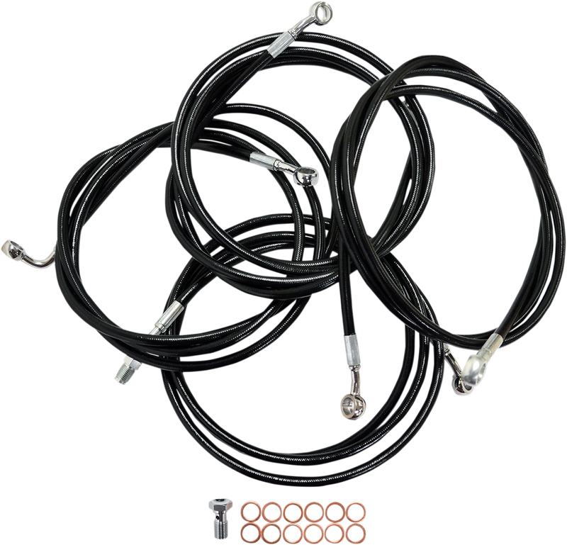 LA CHOPPERS Handlebar Cable/Brake Line Kit - 12" - 14" Ape Hanger Handlebars - Black Vinyl LA-8052KT-13B