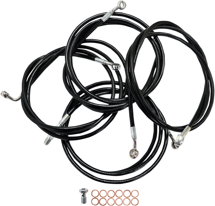 LA CHOPPERS Handlebar Cable/Brake Line Kit - 12" - 14" Ape Hanger Handlebars - Black Vinyl LA-8052KT-13B