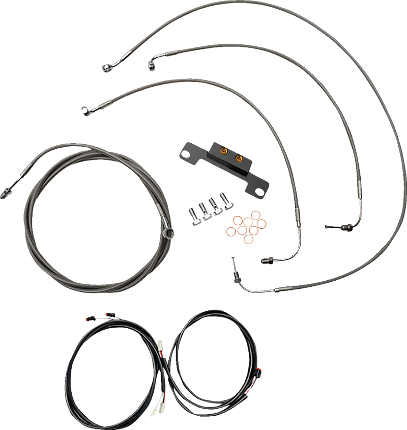 LA CHOPPERS Cable Kit - Stock Ape Hanger Handlebars - ABS - Stainless LA-8056KT3-08