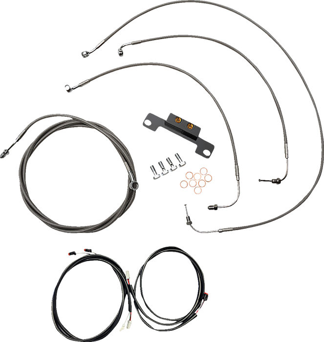 LA CHOPPERS Cable Kit - Stock Ape Hanger Handlebars - ABS - Stainless LA-8056KT3-08