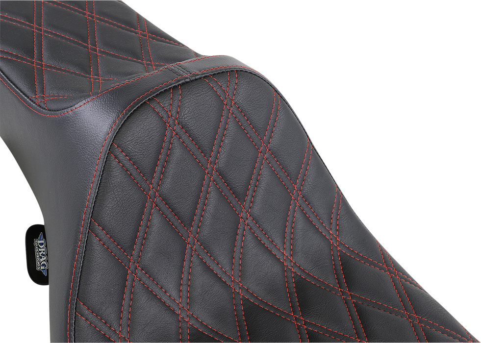 DRAG SPECIALTIES Extended Reach Predator III Seat - Double Diamond - Black w/ Red Thread NOT A 2-UP SEAT 8011371