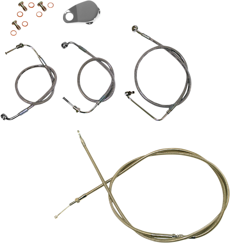 LA CHOPPERS Handlebar Cable/Brake Line Kit - Mini Ape Hanger Handlebars - Stainless Steel LA-8154KT-08