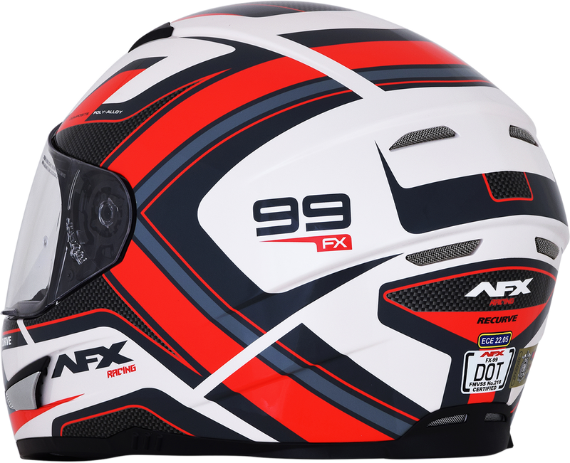 AFX FX-99 Motorcycle Helmet - Recurve - Pearl White/Red - Large 0101-11128