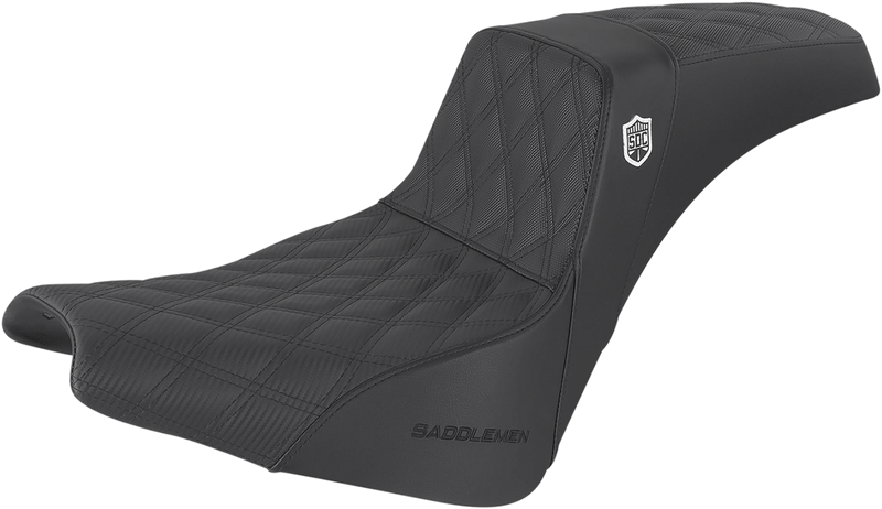 SADDLEMEN Seat - Pro Series SDC Performance Without Backrest - Full Lattice Stitch/Lumbar Gripper - Black SC81830DB