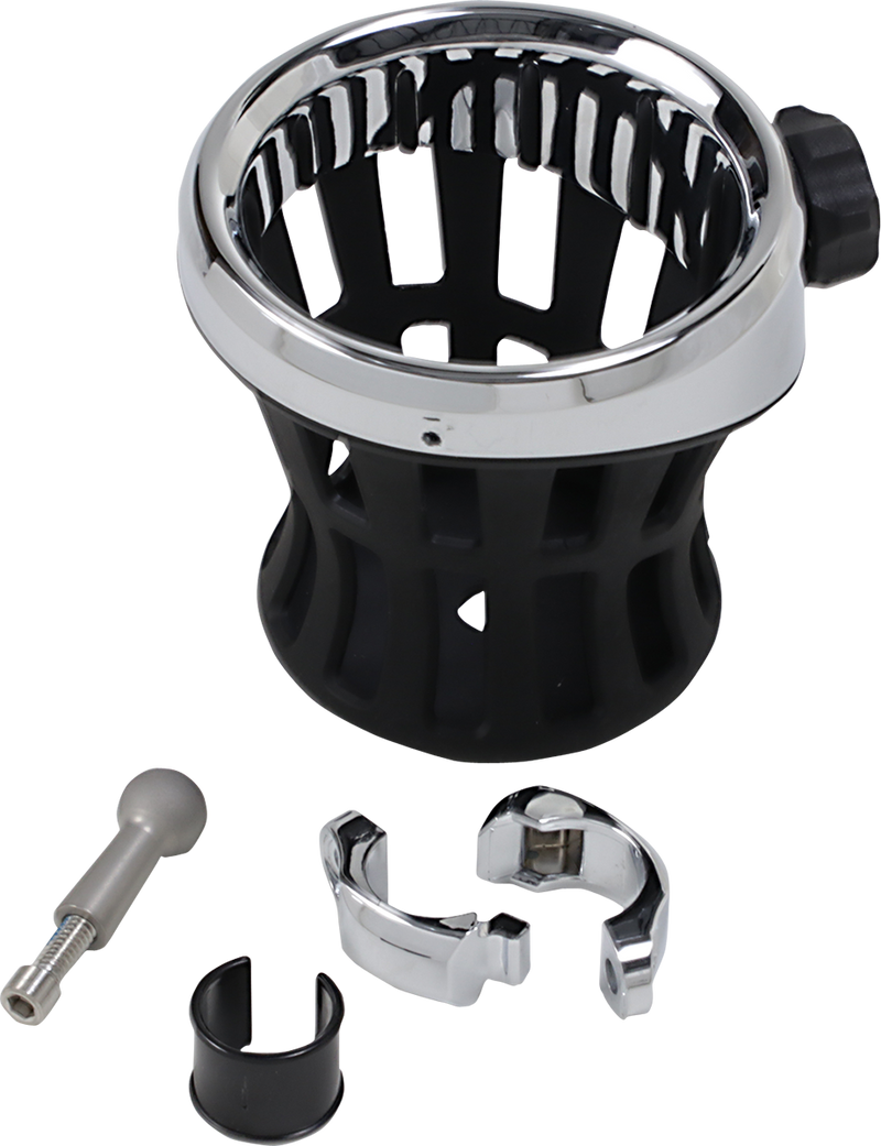 CIRO Drink Holder - 7/8" & 1" Handlebar Mount - Chrome/Chrome Clamp 50412