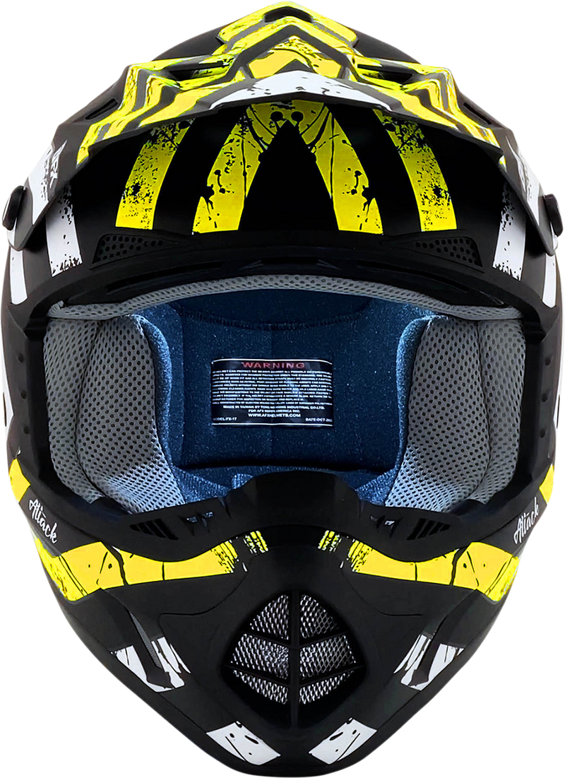 AFX FX-17 Motorcycle Helmet - Attack - Matte Black/Hi-Vis Yellow - Medium 0110-7174