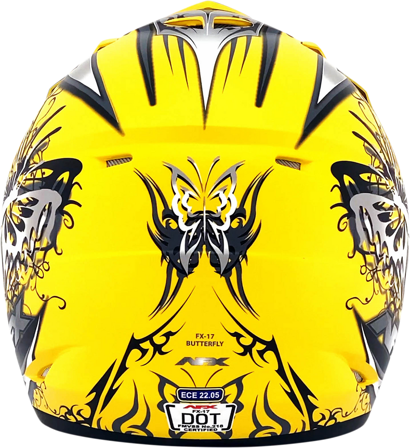 AFX FX-17 Motorcycle Helmet - Butterfly - Matte Yellow - Medium 0110-7133
