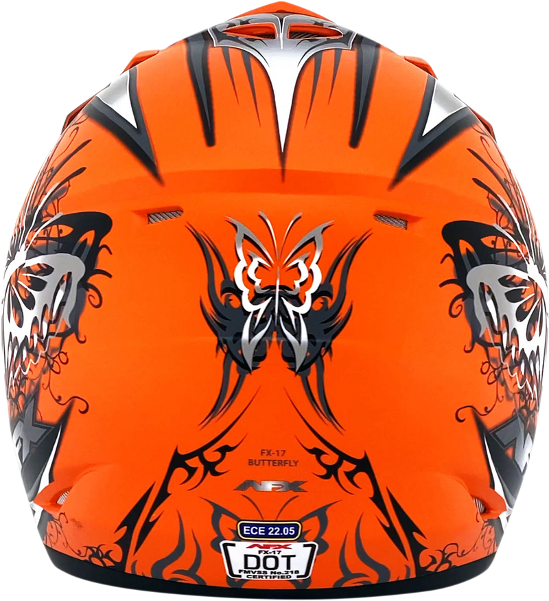 AFX FX-17 Motorcycle Helmet - Butterfly - Matte Orange - Large 0110-7114