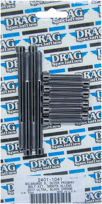 DRAG SPECIALTIES Outer Primary Smooth Bolt Kit - Black/Chrome - M8 MK787SBK