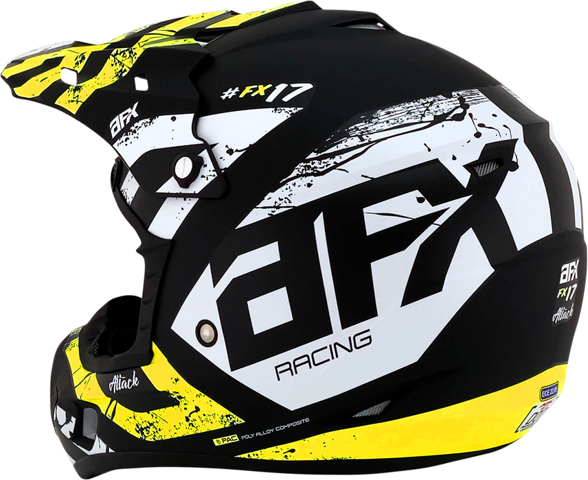 AFX FX-17 Motorcycle Helmet - Attack - Matte Black/Hi-Vis Yellow - XL 0110-7176