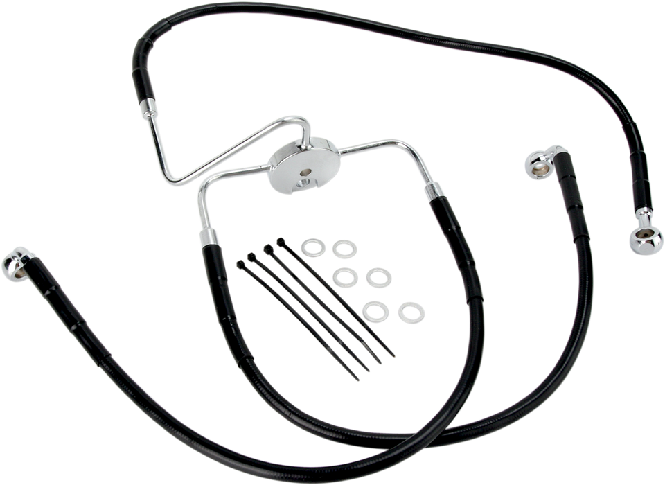 DRAG SPECIALTIES Brake Line - Front (Lower/Upper) - Black 640116-BLK