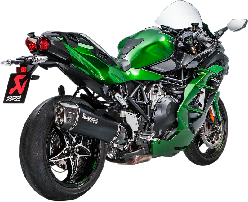 Kawasaki Ninja H2 SX 2018-2021 Exhaust Akrapovic Slip-On Muffler in Black Titanium and Carbon Fiber S-K10SO21HRAABL