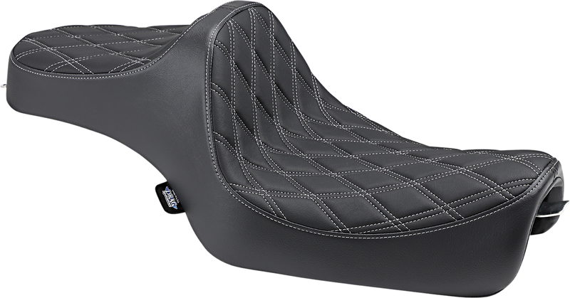 DRAG SPECIALTIES Predator III Seat - Double Diamond - Silver Stitching - '04-'22 XL NO RUBBER BUMPERS 0804-0735