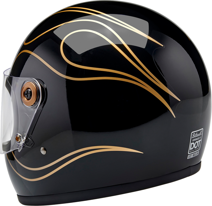 BILTWELL Gringo S Helmet - Gloss Black Flames - XL 1003-567-505