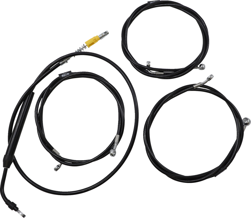LA CHOPPERS Handlebar Cable/Brake Line Kit - 15" - 17" Ape Hanger Handlebars - Black Vinyl LA-8056KT-16B