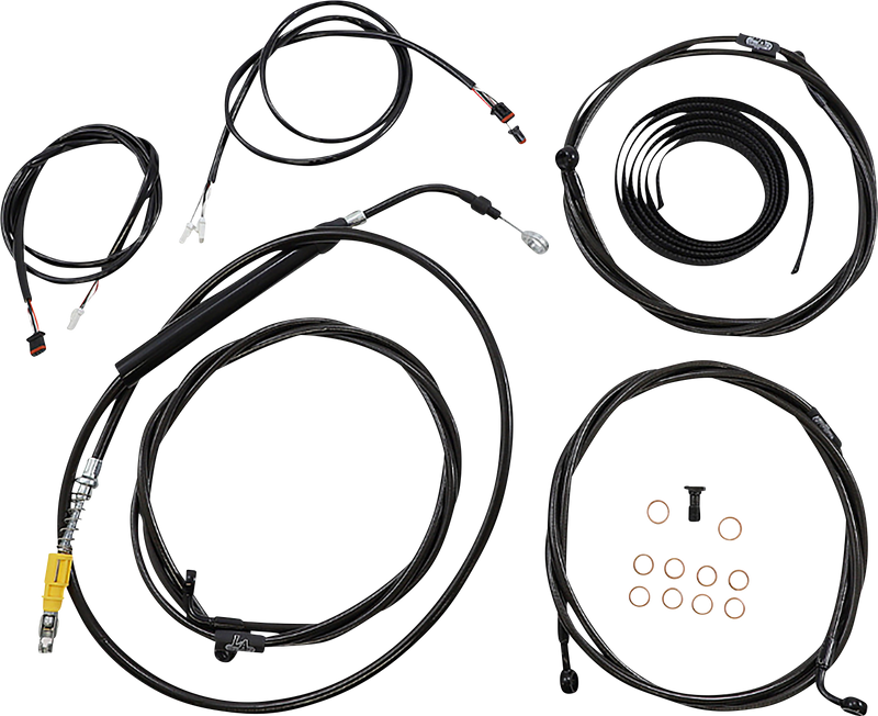 LA CHOPPERS Cable Kit - 18" - 20" Ape Hanger Handlebars - ABS - Black LA-8058KT3-19B
