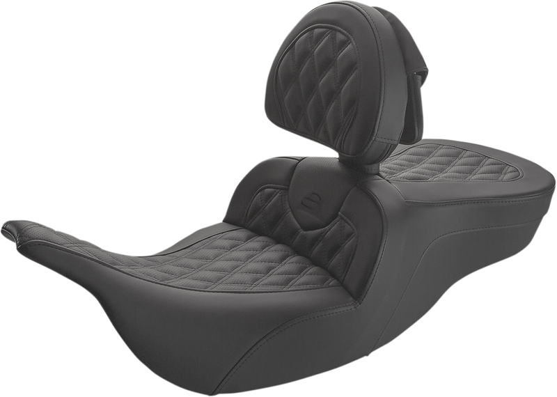SADDLEMEN Roadsofa Lattice Stitched Seat - w/ Driver Backrest - Black 897-07-182BR