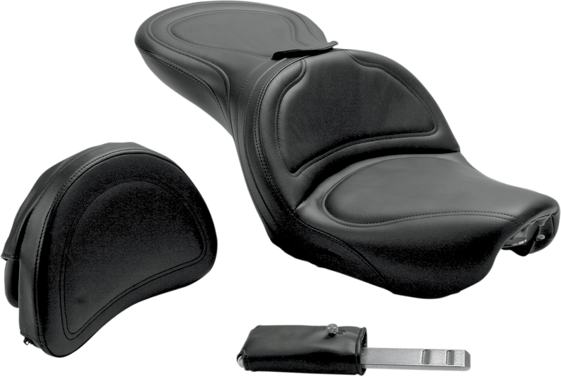 SADDLEMEN Seat - Explorer - With Backrest - Stitched - Black - FXD '04-'05 804-04-0301
