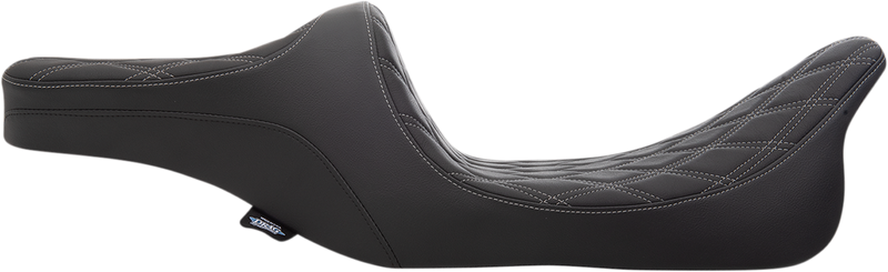 DRAG SPECIALTIES Predator III 2-Up Seat - Double Diamond - Silver Thread FIT 99-07 FLHR,06-07 FLHX 0801-1309