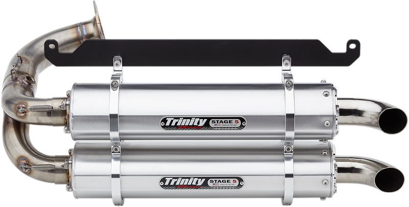 TRINITY RACING Stage 5 Slip-On Dual Muffler - Brushed Aluminum Talon 1000 2019-2022   TR-4169S