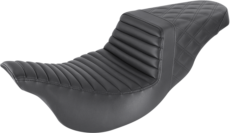 SADDLEMEN Step-Up Seat - Front Tuck-n-Roll/Rear Lattice Stitch - Black - FL '08-23 808-07B-176