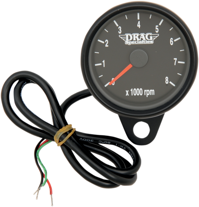 DRAG SPECIALTIES Mini Electronic Tachometer - Black - Backlit LED Black Face - 2.4" 21-6894BDS