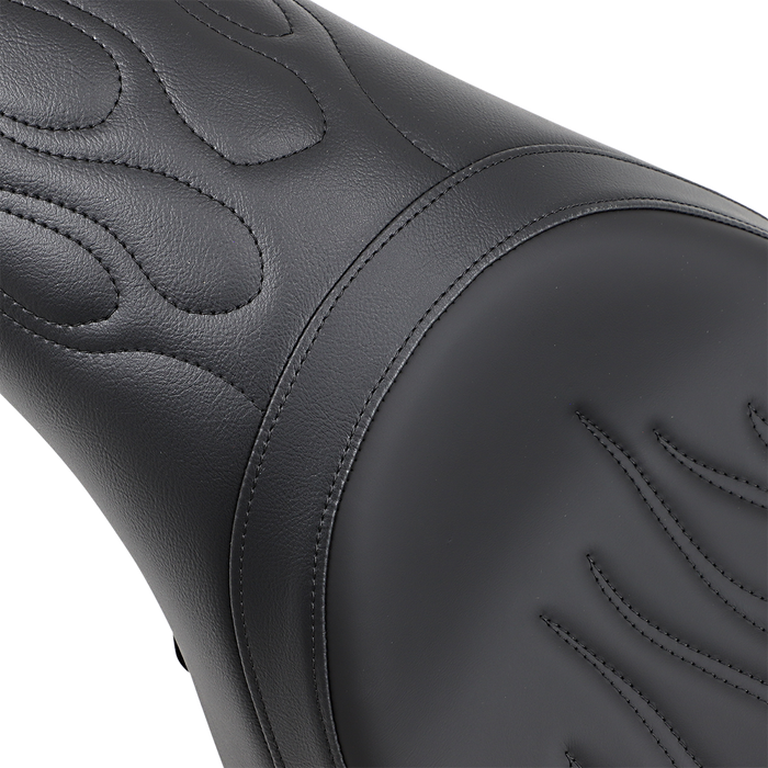 DRAG SPECIALTIES Predator Seat - Flame Stitched - XL '04-'22 NO RUBBER BUMPERS 0804-0399