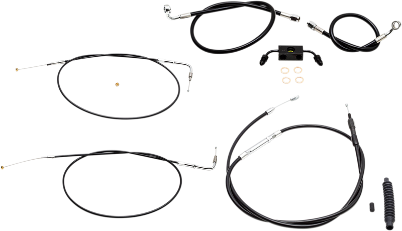 LA CHOPPERS Handlebar Cable/Brake Line Kit - Mini Ape Hanger Handlebars - Black Vinyl LA-8321KT-08B