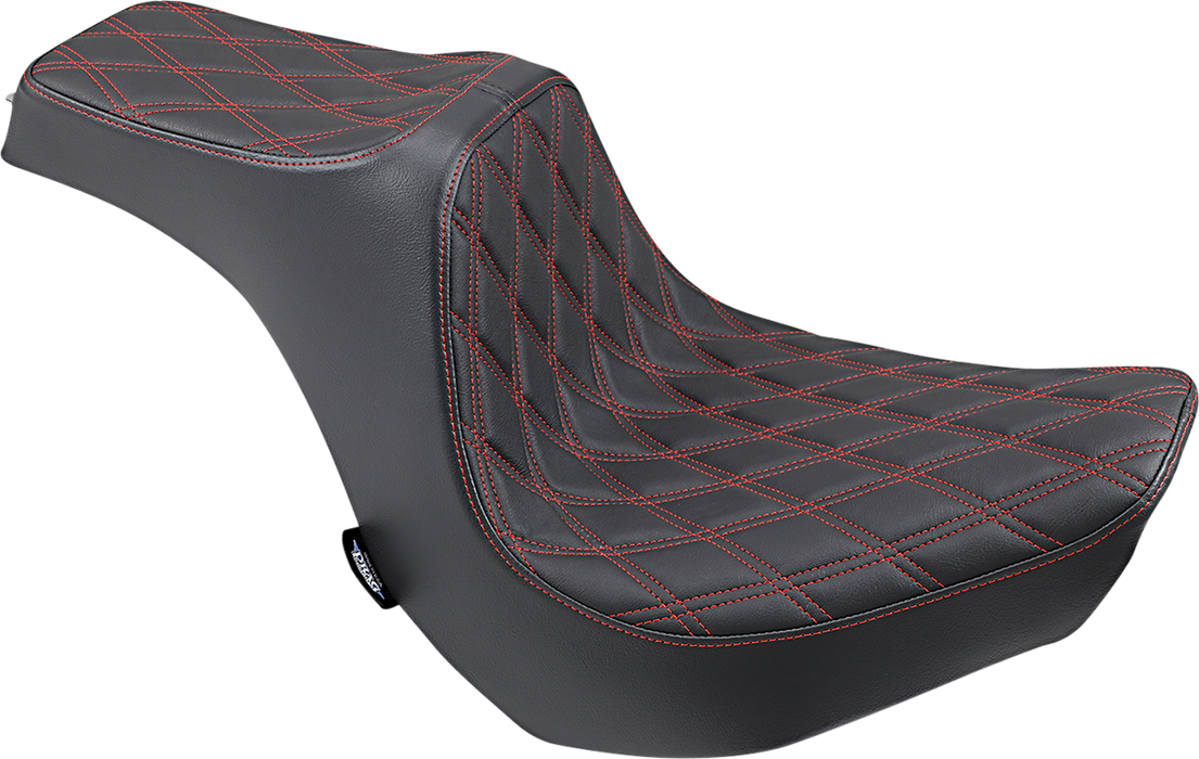 DRAG SPECIALTIES Predator III Seat - Double Diamond - Red Stitching 0802-1269