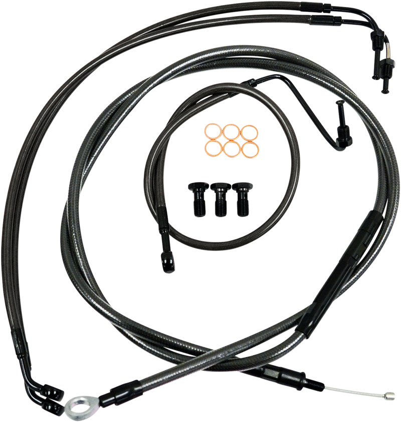 LA CHOPPERS Handlebar Cable/Brake Line Kit - 15" - 17" Ape Hanger Handlebars - Midnight LA-8011KT-16M