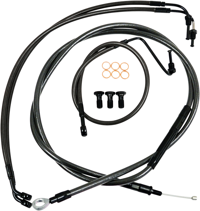 LA CHOPPERS Handlebar Cable/Brake Line Kit - 18" - 20" Ape Hanger Handlebars - Midnight LA-8010KT-19M