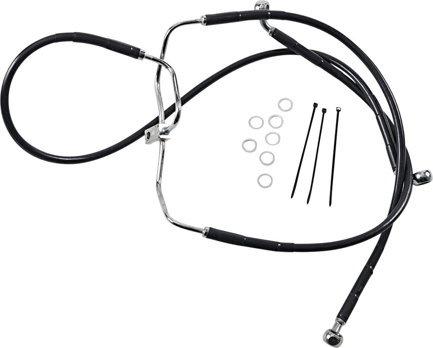 DRAG SPECIALTIES Brake Line - Front - Black - +8" - FXDF '08-'17 660325-8BLK