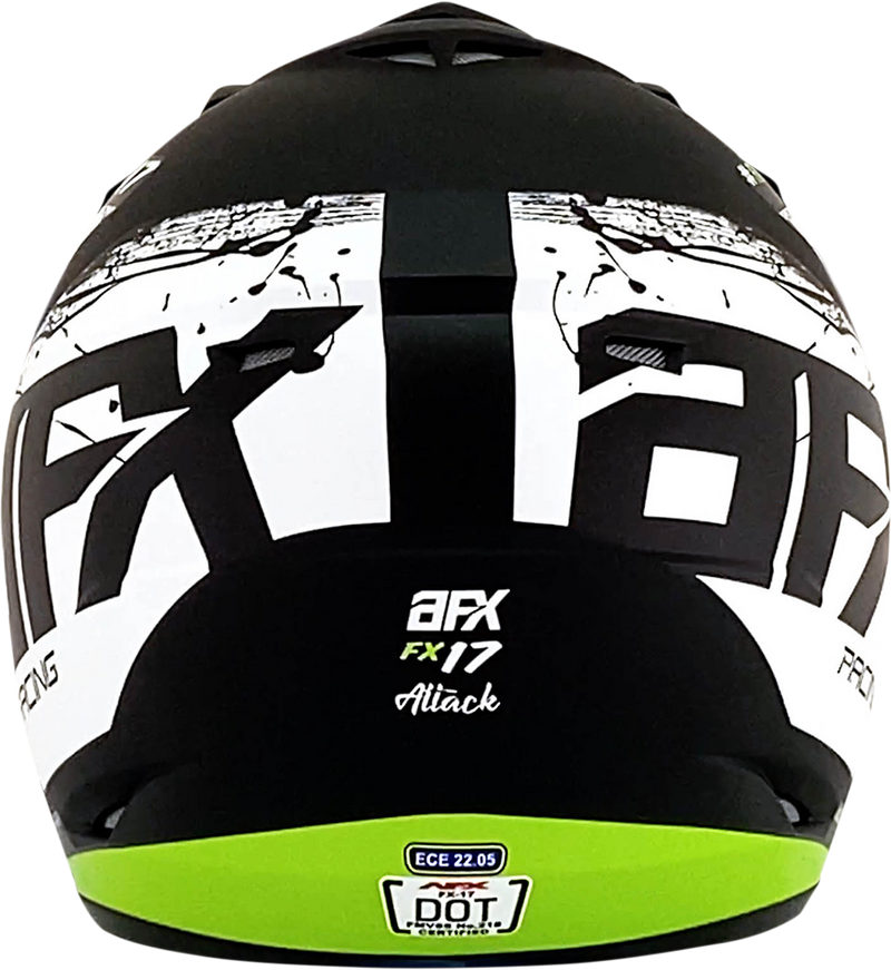 AFX FX-17 Motorcycle Helmet - Attack - Matte Black/Green - 2XL 0110-7183