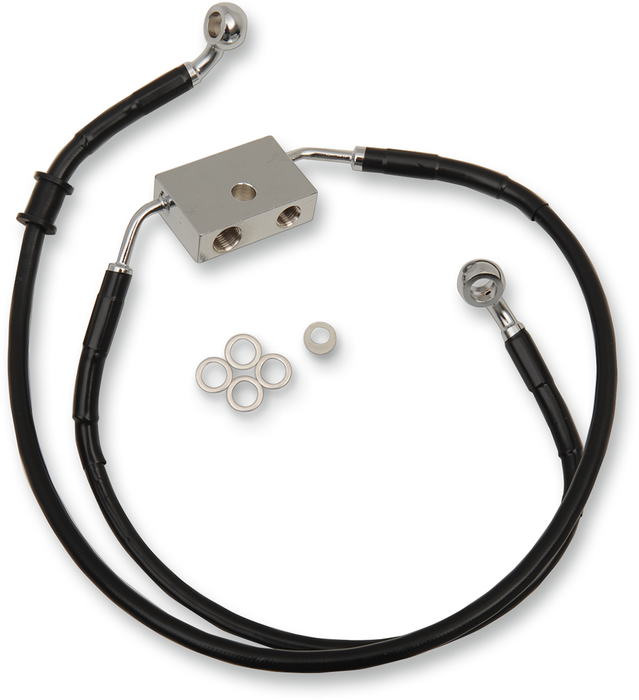 DRAG SPECIALTIES Brake Line - Front - +2" - Black - XL 614751-2BLK