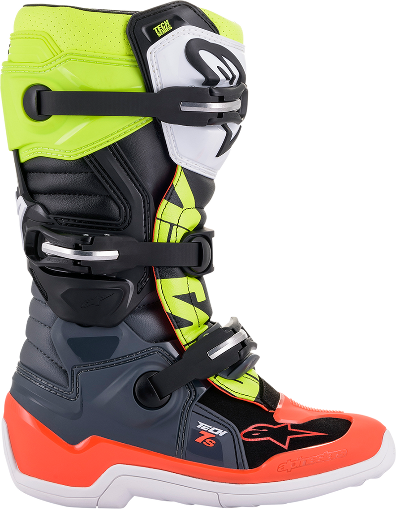 ALPINESTARS Youth Tech 7S Boots - Black/Gray/Red/White/Yellow - US 4 2015017-9058-4