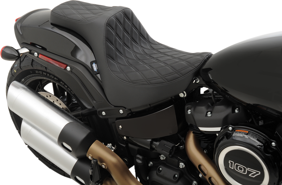 DRAG SPECIALTIES Predator III Seat - Double Diamond - Black Stitched - FXFB/S '18-'22 0802-1072