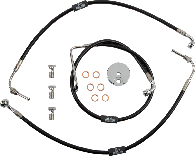 LA CHOPPERS Brake Line - 12" - 14" Ape Hanger Handlebars - Black LA-8230B13B